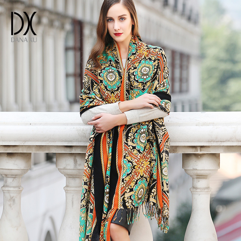 Pashmina Wrap Large - DANA XU, 100% шерсть, большой шарф-накидка