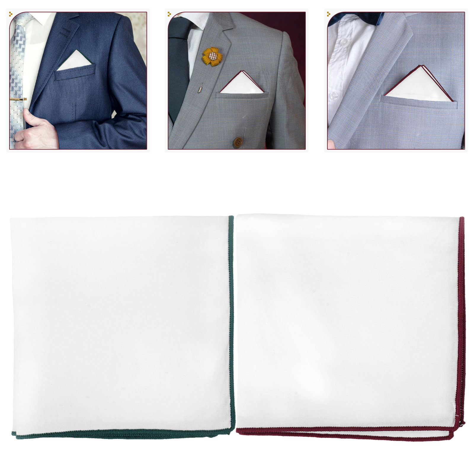 Handkerchief Cotton Men - 2 шт. белых простых хлопковых носовых