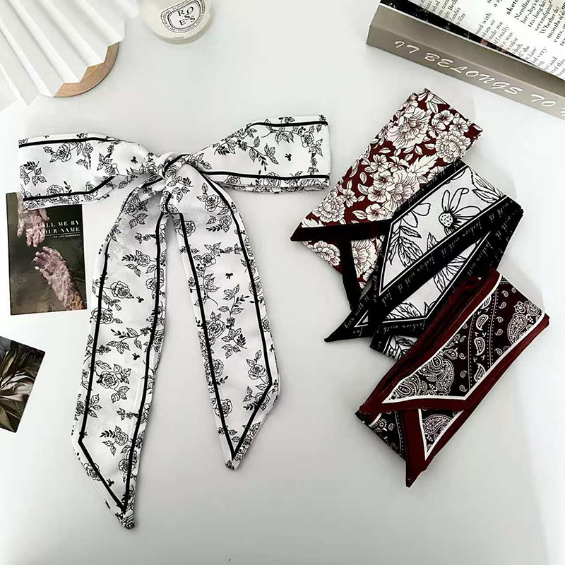 Silk Neck Scarf - Элегантный женский шелковый платок-лента для волос,