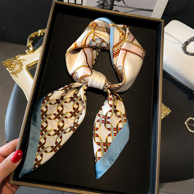 Silk Neck Scarf - Роскошный женский квадратный платок с цепным