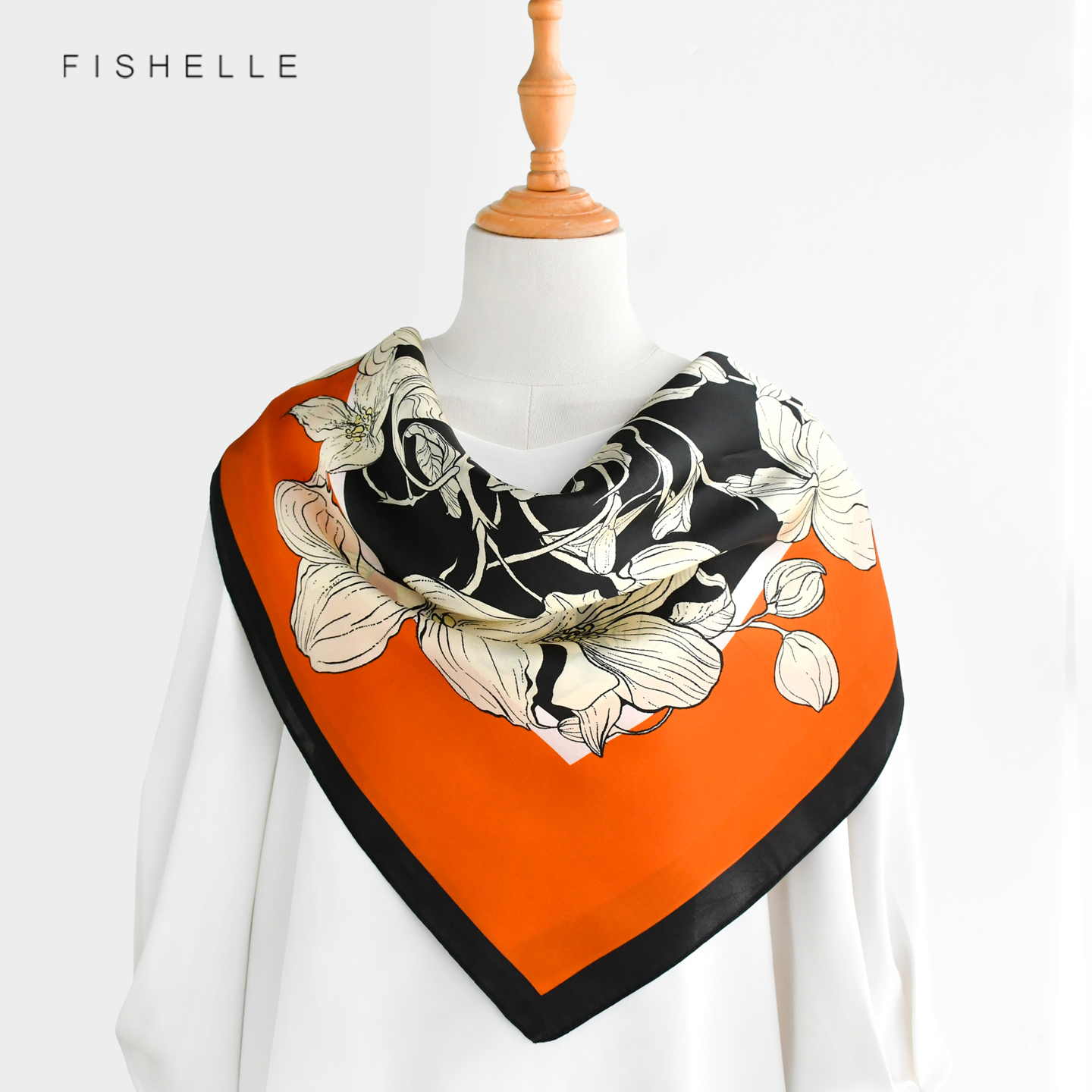 Оранжевый шелковый платок с цв – обзор и цена Silk Neck Scarf