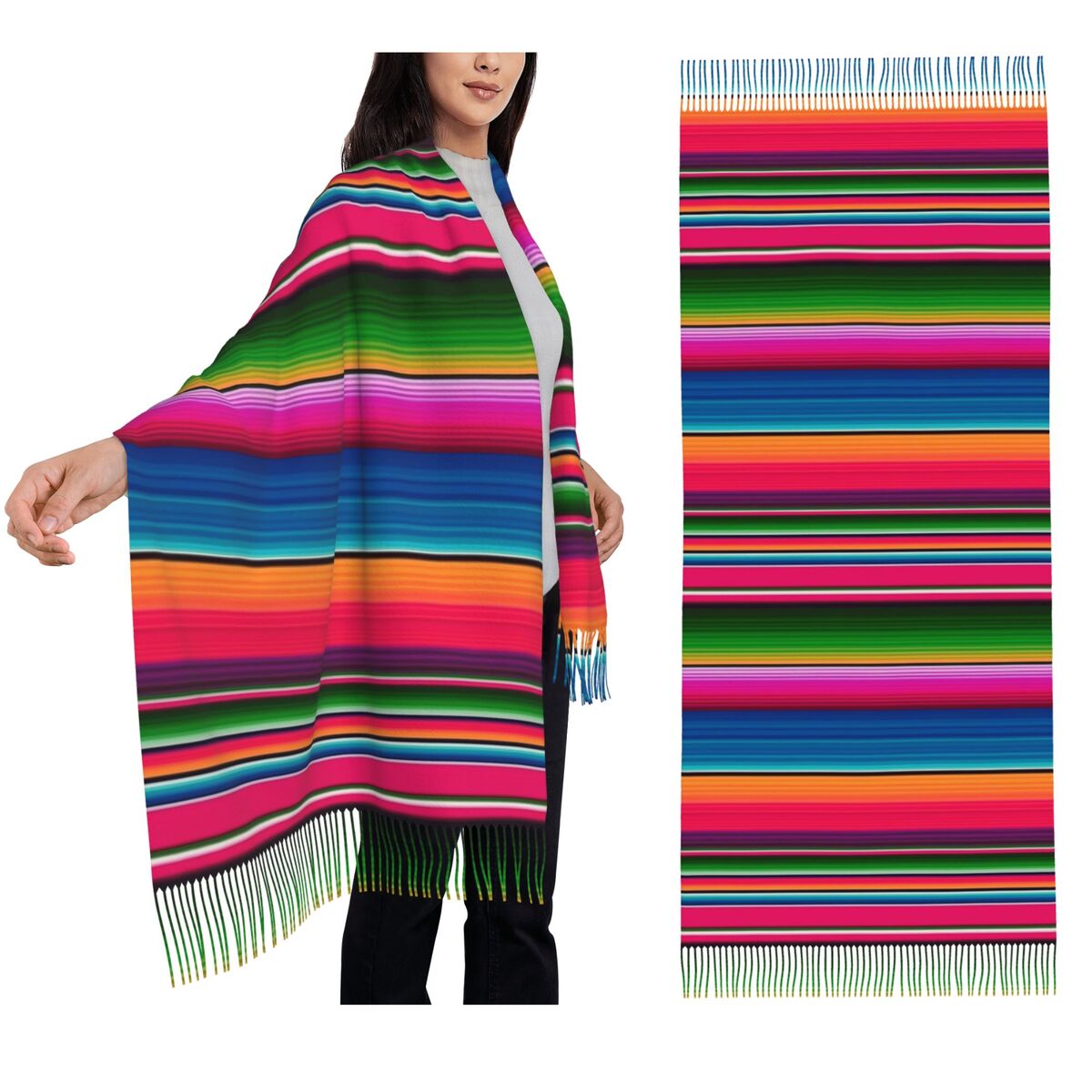 Мексиканское одеяло, полосатый – обзор и цена Woven Scarf Blanket